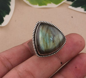 Agate naturelle bague de réglage de lunette vintage en argent sterling 925 bijoux faits à la main bague de déclaration pour les femmes mariage - Product Image 5