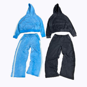 Chándal Personalizado para Mujer, Corte Ajustado, Hombros Caídos, Lavado Ácido, 100% Algodón, Ecológico, Talla Grande, Ropa Urbana de Verano - Product Image 1