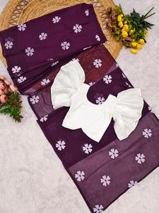 Hot Selling Faux Georgette With Foil Print Kids <b>Saree</b> <b>Woman</b> Fashion Manufacturer And Supplier From Surat - Product Image 4