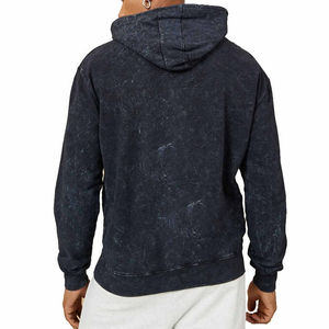 Sweat à capuche vintage noir personnalisé pour hommes 100% coton oversize lavage à l'acide pull sweat à capuche pour hommes - Product Image 5