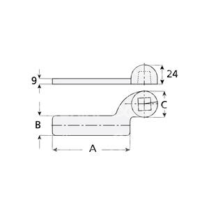 BRAS INFÉRIEUR DROIT en laiton pour les séries 7100 - 7300 pour portes battantes max Kg. 100-rainure carrée italienne - Product Image 1
