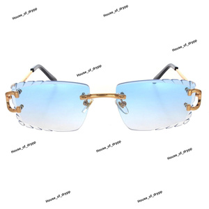 Gafas de Sol Modernas sin Montura con Degradado Azul, Borde Elegante y Metal Chapado en Oro, Lentes de Moda Unisex - Product Image 2