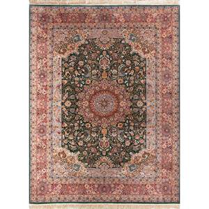 Tapis en laine noués à la main Aalam Pae-5450, motif médaillon rose et violet, pour la décoration de la maison, salon, couloir, 9x12, nouveau produit - Product Image 1