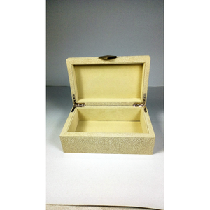 FDL Women's Luxurious Small Travel <b>Jewelry</b> <b>Box</b> PU Necklace Ring Earring Organizer Made from Shagreen Brass MDF Material - Product Image 3