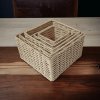 Panier de pique-nique carré UPOD en bambou naturel, rotin et jonc de mer, tressé à la main, art populaire indien, avec compartiments, écologique, direct usine