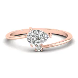 Reyes Nieuwste Ontwerp Peer Gesneden 0.77 Karaat Lab Gekweekte Diamanten Ringen Custom Design Vrouwen 14K Rose Gouden Verlovingsring Sieraden