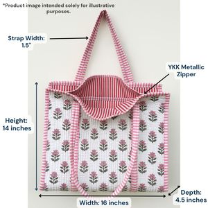 Sac fourre-tout matelassé à imprimé floral d'été léger avec fermeture à glissière Élégant et à la mode pour un usage quotidien et des escapades de week-end - Product Image 6