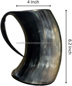 แก้วแตรธรรมชาติทำด้วยมือเป็นมิตรต่อสิ่งแวดล้อมถังไวน์สำหรับเบียร์เบียร์เบียร์เบียร์เย็นเครื่องดื่มแบบชนบทจำนวนมาก - Product Image 6