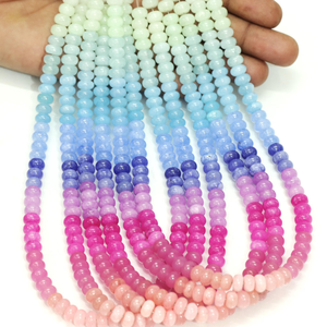 Hermosas Cuentas de Cuarzo Multicolores en Forma de Rondelle Lisa, Cuentas de Piedras Preciosas de Cuarzo Sombreado Mixto de 7-8 mm, Calidad AAA, Cuentas al por Mayor - Product Image 1