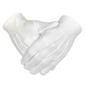 Guantes Masónicos de Alta Calidad, Blancos, de Algodón, Bordados a Mano, con Puño de Presión - Product Image 5