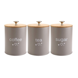 <b>Set</b> of Three Metal <b>Canister</b> Oval Shape Handmade Designer Container Kitchen Ware Classic Stylish Wholesale Metal <b>Tea</b> Storage Box - Product Image 3