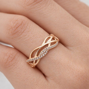 Bague de fiançailles en diamant entrelacé éternel tendance de haute qualité, diamant de laboratoire, or massif 14 carats, bagues empilables pour femmes - Product Image 5