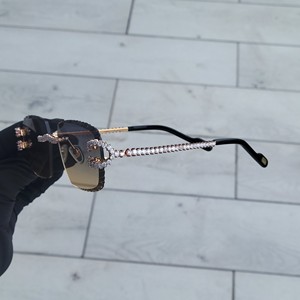Luxury Gold Rimless Crystal <b>Square</b> Sunglasses for Women UV400 Designer Brown Gradient Fashion Eyewear - Product Image 2