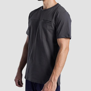 <b>Men's</b> High Quality 100% Cotton T-<b>Shirt</b> <b>with</b> Custom Front <b>Pocket</b> Worested Fabric Letter Pattern Logo Included - Product Image 2