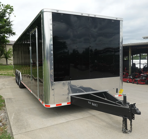 รถพ่วงบรรทุกสินค้าแบบปิด รุ่น New Hauler 8.5X32 อลูมิเนียมชุบสังกะสี หัวแบน สีดำ แบบสามเพลา รับน้ำหนักได้ 7000 ปอนด์ - Product Image 2