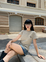 ODM OEM T-shirt court brodé en tissu gaufré pour adolescents grandes tailles, écologique, respirant et à séchage rapide