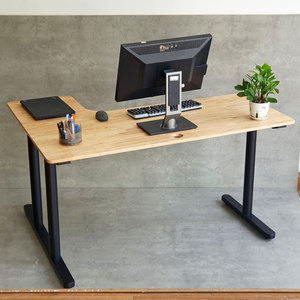 Escritorio Esquinero Minimalista en Forma de L de 140x100cm con Tablero Integrado de Madera de Caucho y Patas de Hierro, Sistema TIO HBTO013 para Uso Doméstico - Product Image 5