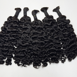 Soft Curly Human Hair Bulk No Weft Natural Color Full Texture Hair For Boho <b>Braids</b> <b>Wig</b> Making - Product Image 5