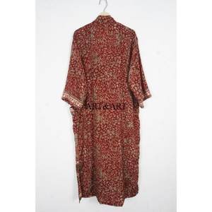 New Fashionable Elegant Silk Soft Breathable Floor-Length Vintage Bohemian Kimono Hand Embellished Sequins Open Front Robe - Product Image 5