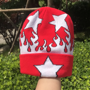 Gorro con puños de Jacquard de invierno con logotipo personalizado para hombres y mujeres, etiquetas de parche bordadas para viajes de negocios, estilo tejido - Product Image 1