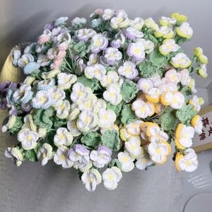 Ramo de Flores Tejido a Crochet, Producto Terminado, DIY, Flor de Pansy Preservada, Flor Artificial, Flor de Lana, Regalo para el Día del Maestro - Product Image 1