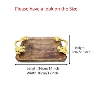 Plateau de service en bois de forme ovale du fabricant OEM avec poignée en aluminium Design feuille parfait pour la fête et autres décorations - Product Image 6