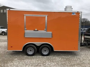 <b>Orange</b> Mobile Food Trailer Stainless Steel Food Truck Trailer Dual Axle Mobile Kitchen for Catering - Product Image 2