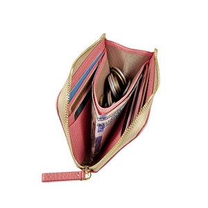 Producto SUPERIOR Castello Genuino Italiano Unisex en forma de L RFID Cartera minimalista Cuero de grano de guijarro Cremallera Poliéster Longitud corta - Product Image 4