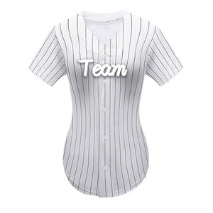 OEM Baseball Noir Uniforme Broderie Coton Lâche et Respirant Bandes Personnalisées Blanc Femmes Maillot de Baseball - Product Image 3