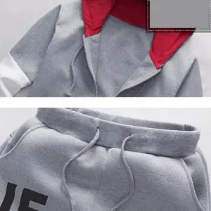 Survêtement d'hiver unisexe en molleton technique de coton respirant avec logo imprimé par transfert thermique personnalisé OEM, style streetwear décontracté, deux pièces - Product Image 3