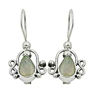 Boucles d'oreilles en or 18 carats en forme de larme avec pierre de lune en argent 925, bijoux délicats à suspendre pour femmes, pour un cadeau de mariage, symbole religieux chrétien - Product Image 2