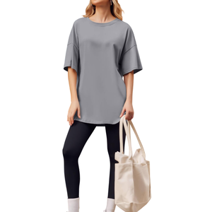 เสื้อยืดคอกลมทรงโอเวอร์ไซส์สำหรับผู้หญิงผ้าระบายอากาศได้ดีพิมพ์ลายได้ตามต้องการ - Product Image 5