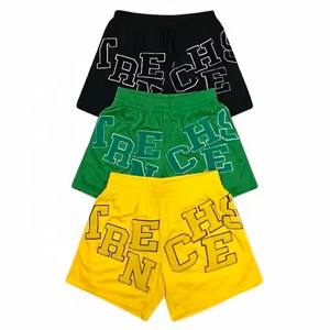 Custom Logo Men's Double <b>Layer</b> Fitness Mesh Gym Shorts Summer Pocket Elastic Waist Closure Solid Pattern Polyester Knitted - Product Image 1