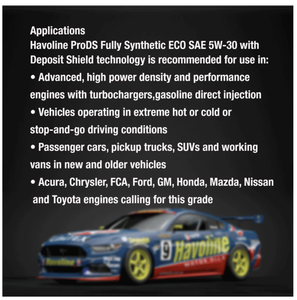 Huile moteur Havoline Pro DS entièrement synthétique ECO 5 SAE 5W-30, SP, plastique 14KG, CALTEX, haute performance, 4L, voitures. - Product Image 3