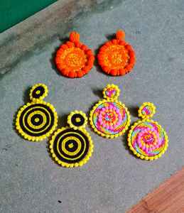 Boho <b>bead</b> earrings with turquoise design andy cascading <b>fringe</b>, unique jewelry gift - Product Image 1