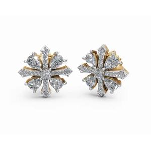 ต่างหูเพชรทรงกลมและทรงหยดน้ำ ประดับดอกไม้ สวยงามโดดเด่น ผลิตจากเพชรเลี้ยงในห้องปฏิบัติการ ทอง 9KT 14KT 18KT ขายส่ง รับผลิตแบบ OEM สำหรับธุรกิจ B2B ผู้ส่งออก - Product Image 4