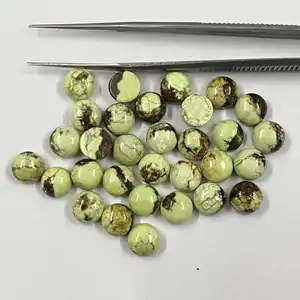 Cửa hàng trực tuyến giá bán buôn 100% tự nhiên 6mm chanh Chrysoprase Vòng phẳng trở lại Cabochon lỏng hiệu chỉnh đá quý đối với đồ trang sức