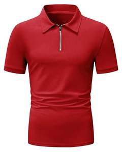 100% algodón Color sólido media manga Polo cuello camiseta para hombres con logotipo personalizado - Product Image 2