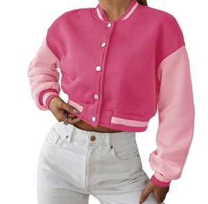 Blouson d'hiver unisexe en toile rose Chicago avec motif de lettres, col montant, style vintage, logo sur le devant - Product Image 5