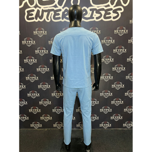 ชุดสครับแพทย์ผ้าฝ้ายทอเนื้อนุ่มยืดหยุ่น 100% คอวี 3 กระเป๋า สำหรับโรงพยาบาล ตรวจจับเข็ม ระบายอากาศได้ดี สวมใส่สบาย 男女兼用 - Product Image 2