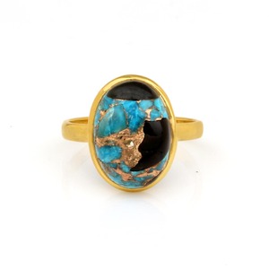 Best Selling Solid 925 Sterling Silver Blue Black Copper Kingman <b>Turquoise</b> 12x16mm Bezel Setting <b>Ring</b> for Women Handmade Jewelry - Product Image 3