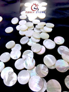 Venta al por mayor de nácar de piedra suelta plana de forma redonda de 10mm, 12mm y 14mm para la fabricación de joyas - Product Image 4