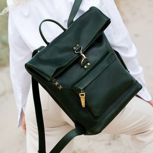 กระเป๋าเป้สะพายหลังหนังแท้สำหรับเดินทางใช้ได้ทั้งชายและหญิงทำจากหนังแท้สีน้ำตาลสไตล์วินเทจ - Product Image 3