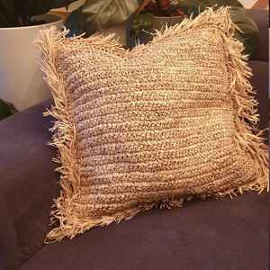 ปลอกหมอนทำมือคุณภาพสูงสำหรับตกแต่งบ้านปลอกหมอนผ้าเปลือกปาล์มถักสี่เหลี่ยม/ปลอกหมอนอิง - Product Image 1
