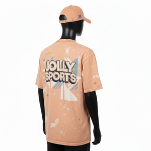 T-shirt 100% coton pour homme, coupe ample, imprimé, chemise en coton délavée à l'acide, tissu rétro, teinte pêche, impression vintage personnalisée - Product Image 5