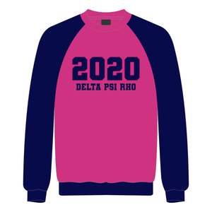 Delta Psi Rho Sorority Raglan Sleeve Crewneck Sweatshirt <b>Pink</b> Cotton Poly Founding Year 2020 Jumper Greek Life Casual Apparel - Product Image 2