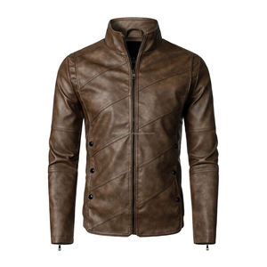 Chaqueta de piel auténtica con cremallera personalizada para hombre de buena calidad a precios al por mayor chaqueta de piel de color personalizada para hombre - Product Image 5