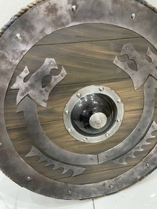 Protector de madera y acero con cuerda de borer, doble hacha, armadura de madera y acero, Vikingo, Medieval, proveedor indio - Product Image 2