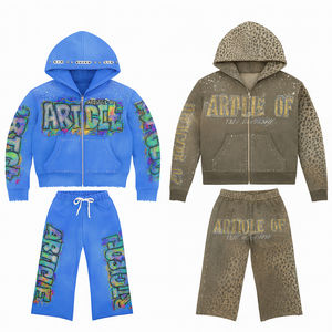 ชุดเสื้อฮู้ดผ้าเทอร์รี่สไตล์ฝรั่งเศสสำหรับผู้ชายชุดเสื้อมีฮู้ดสไตล์สตรีทแวร์ปักโลโก้ตามสั่ง - Product Image 3