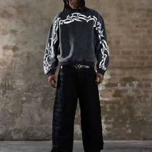 Nuevo diseño personalizado Vintage desgastado, sudaderas para hombres lavadas con ácido, sudaderas con logotipo personalizado Unisex informal de peso pesado rasgado - Product Image 3